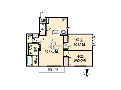 DEMEURE CRECIA I(2LDK/1階)の間取り写真