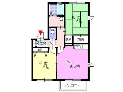 フローラ開成(2DK/2階)の間取り写真