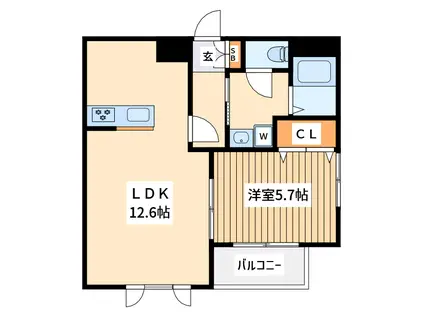 エス.エスおおたかの森(1LDK/2階)の間取り写真