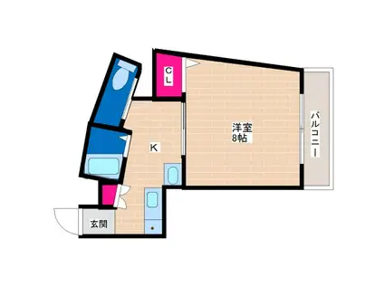 キンキ宝ハイツ(1K/2階)の間取り写真