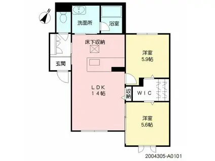 SHAMAISON BONNECHANCE(2LDK/1階)の間取り写真