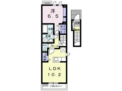 メルセデス(1LDK/2階)の間取り写真