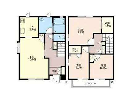 フィオーレ栗田(3LDK/1階)の間取り写真