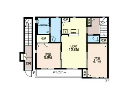 レヴィアスII(2LDK/2階)の間取り写真