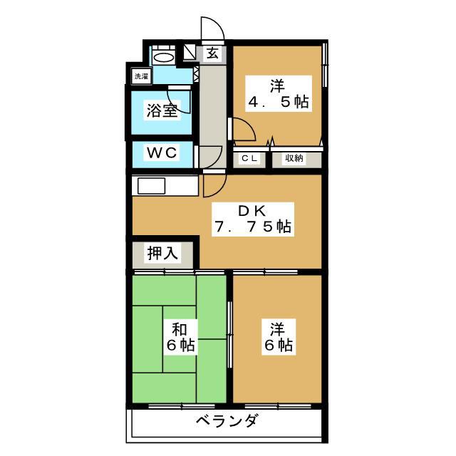 プランドール(3DK/4階)の間取り写真