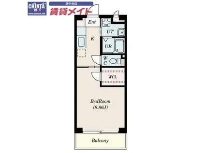 S-FORT三重大学前(1K/4階)の間取り写真