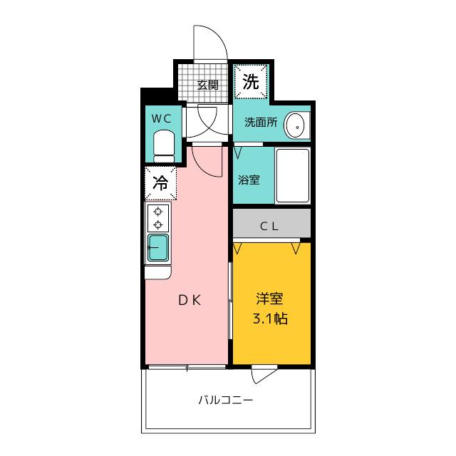 LIVE CASA県庁前(1DK/10階)の間取り写真