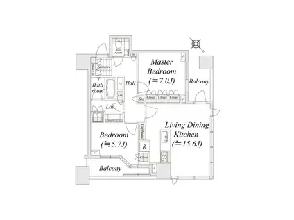 パークコート虎ノ門(2LDK/14階)の間取り写真