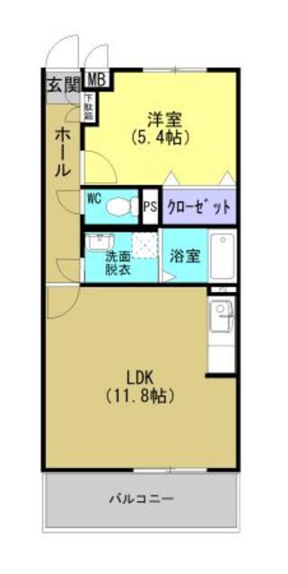 グレイス(1LDK/3階)の間取り写真
