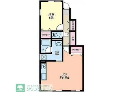 ルミナスコート馬橋(1LDK/1階)の間取り写真