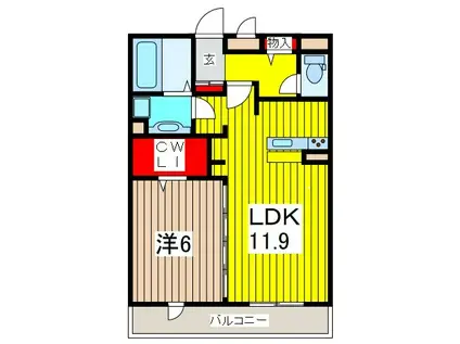D-ROOMTODA FRONT COURT A(1LDK/3階)の間取り写真