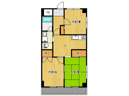 グランディール藤清 弐番館(3DK/3階)の間取り写真