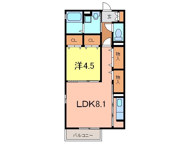 ボヌールII(1LDK/2階)の間取り写真