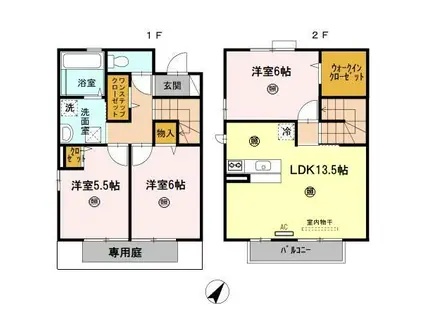 リヴェール恵(3LDK/1階)の間取り写真