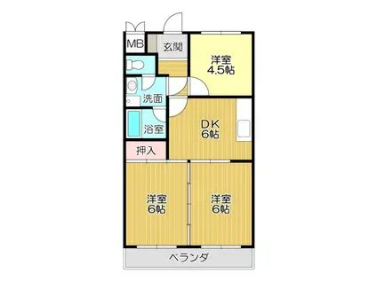 パシフィック武雄(3DK/4階)の間取り写真