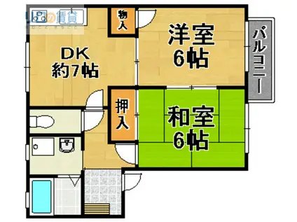 リバーハイツ(2DK/2階)の間取り写真