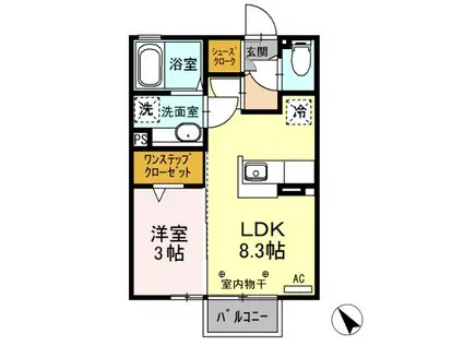 ウエリントン(1LDK/2階)の間取り写真
