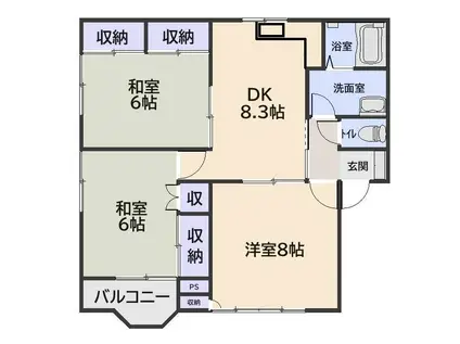 グランディール(3DK/2階)の間取り写真