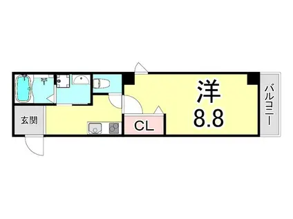 モレス・ヴィラさくら夙川(1K/4階)の間取り写真