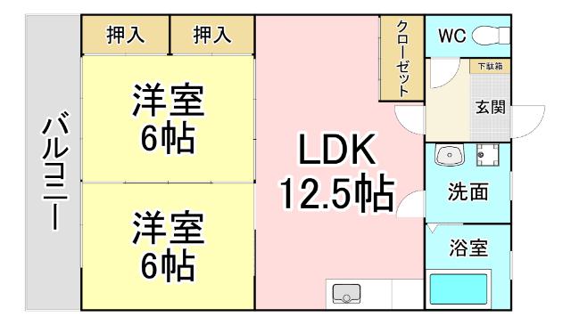 アルテハイム大手町(2LDK/7階)の間取り写真