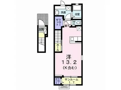 ベル ルミエール 南III(ワンルーム/2階)の間取り写真