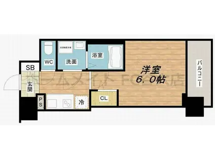 エスリード大阪城南グランデュクス(1K/6階)の間取り写真