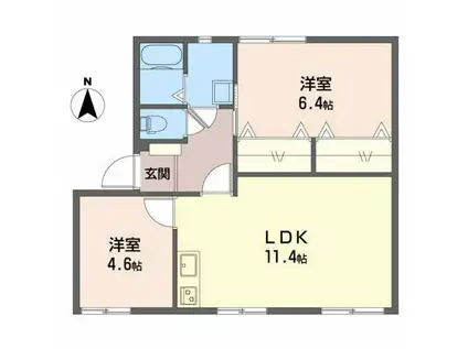 ベルハイツII(2LDK/1階)の間取り写真