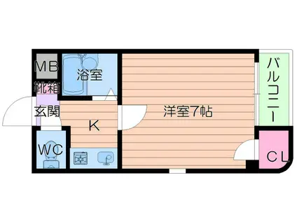 オーキッドコート夕陽ヶ丘(1K/8階)の間取り写真