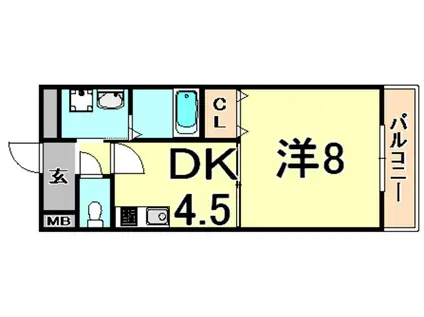 コスモスコート(1DK/2階)の間取り写真