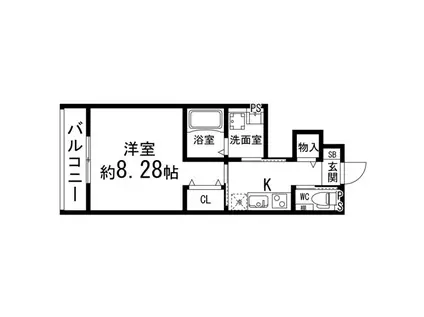 ペアレシア米ケ袋(1K/1階)の間取り写真