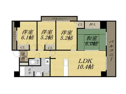 パセオ清荒神(4LDK/7階)の間取り写真