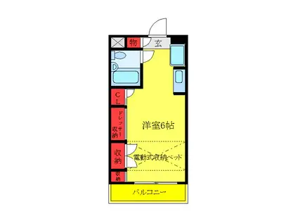 ラ・レジダンス・ド・グランドゥール(ワンルーム/1階)の間取り写真