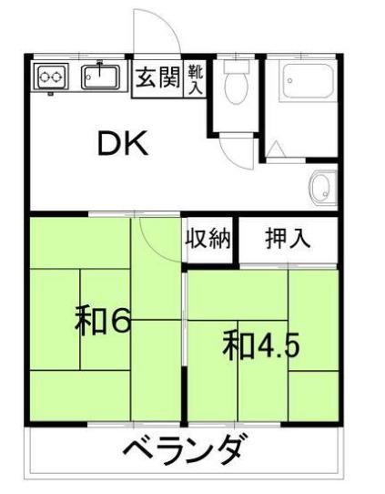 コーポ井上(2DK/1階)の間取り写真
