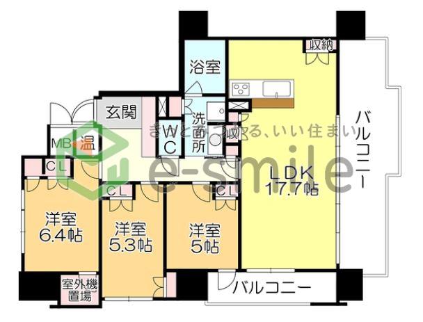 グランドオーク久留米大手町(3LDK/5階)の間取り写真