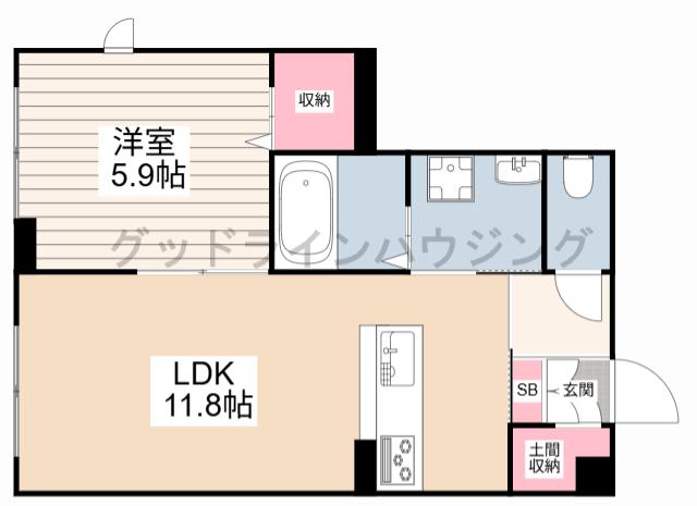 アスカプレミアム(1LDK/1階)の間取り写真