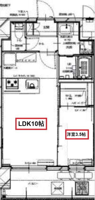 ALIVIS三国本町(1LDK/4階)の間取り写真