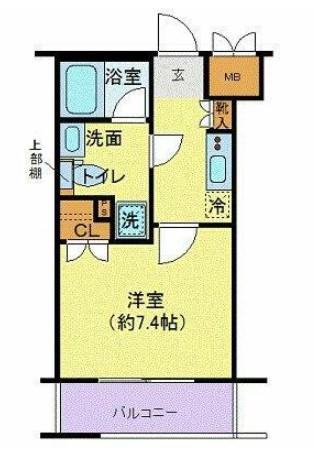 エクセリア溝ノ口(1K/2階)の間取り写真