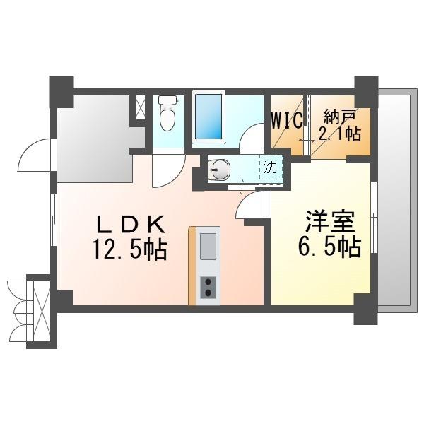 みらいビル(1LDK/4階)の間取り写真
