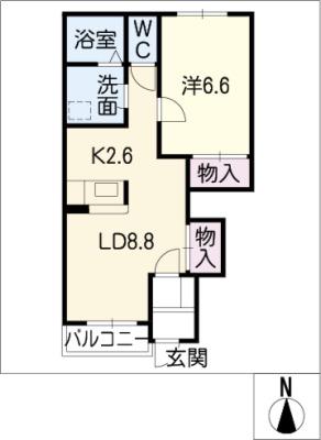 エメロード(1LDK/1階)の間取り写真