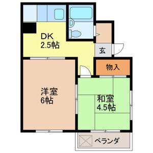 ハイツリトルパーク(2K/1階)の間取り写真