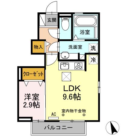 GROW NEXT II(1LDK/1階)の間取り写真