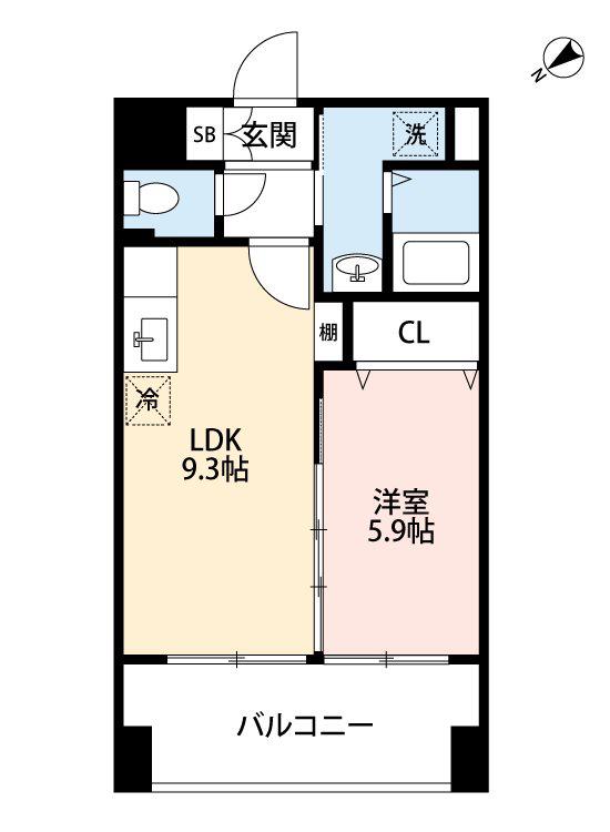 スプランドゥール新屋敷(1LDK/3階)の間取り写真