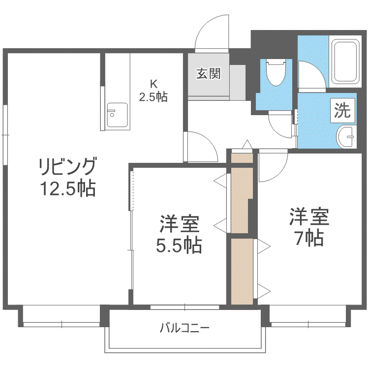 フォンテーヌ元町(2LDK/3階)の間取り写真