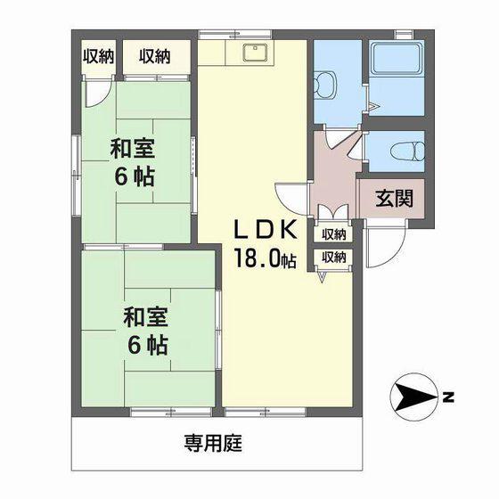 コーポN(2LDK/1階)の間取り写真