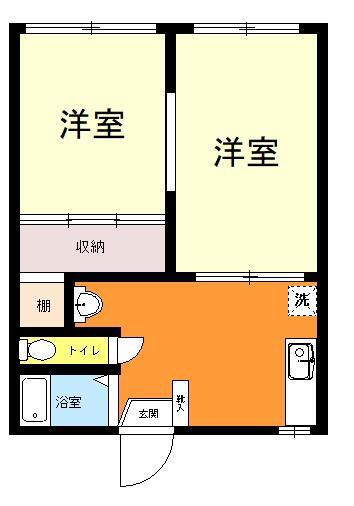 起コーポ(2DK/2階)の間取り写真
