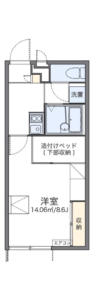 レオパレステイルザウエスト(1K/1階)の間取り写真