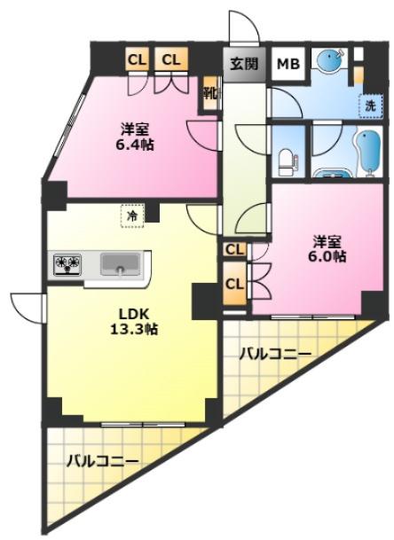 プロスパーレジデンス(2LDK/4階)の間取り写真