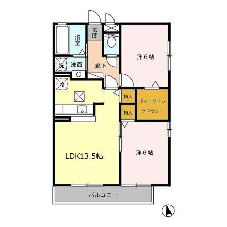 ロイヤルガーデンII(2LDK/1階)の間取り写真