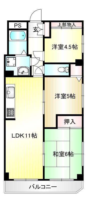 ライオンズマンション宮前平第3-B棟(3LDK/4階)の間取り写真