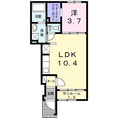 エコルポアイN(1LDK/1階)の間取り写真